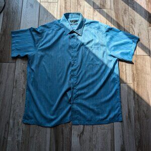 Britches Blue Striped Short Sleeve Button Shirt Men’s XXL 100% Polyester NWOT